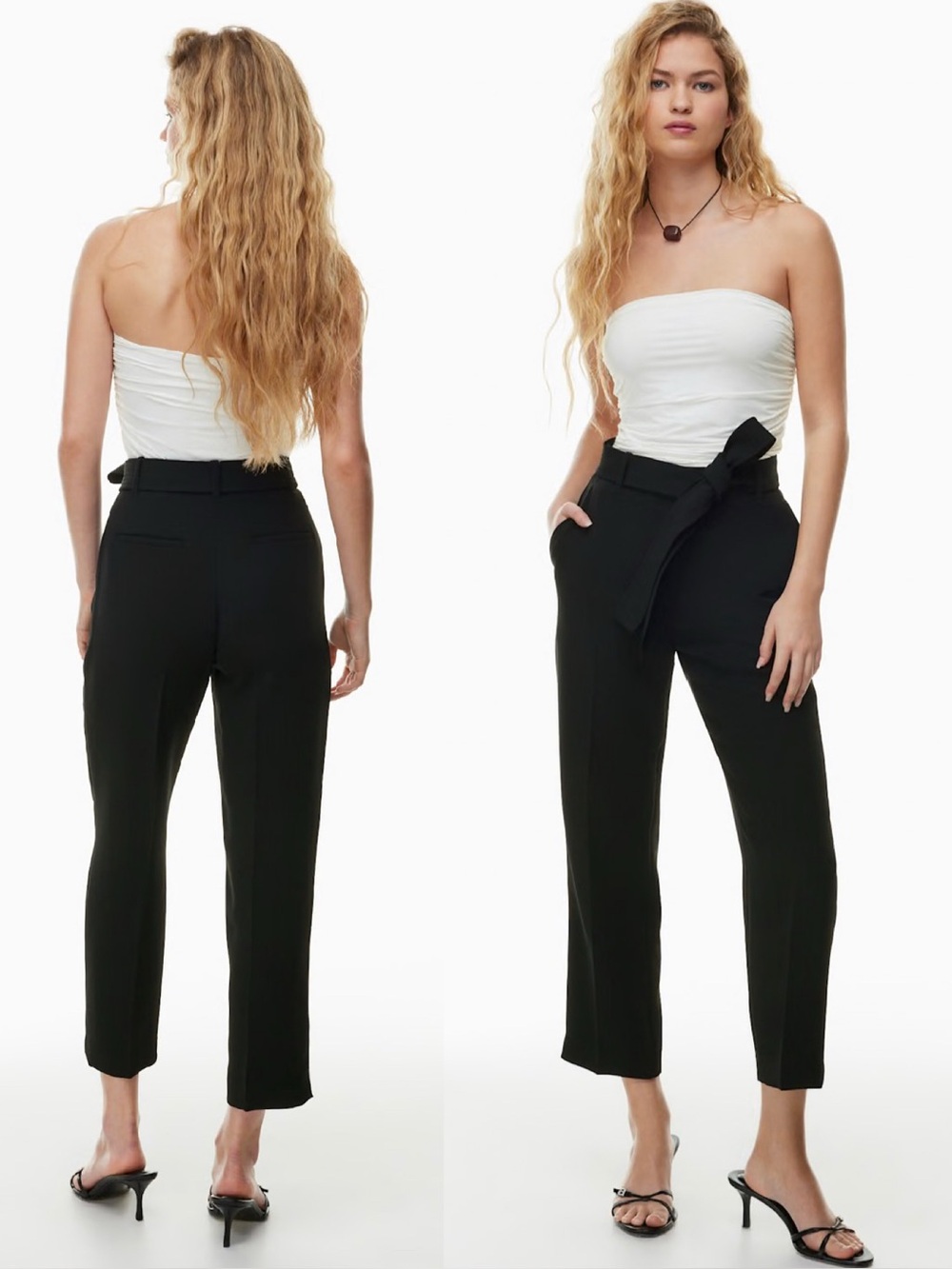 Aritzia Wilfred Black Pants High Waisted Crepe Trousers Slacks Sz 12 *No Belt